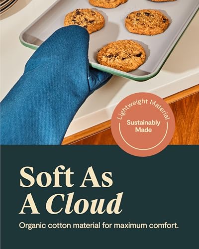 Caraway Oven Mitts - 100% Organic Cotton Oven Mitt - Double-Layer & Stain-Resistant Stitching - Safe Handling of Hot Kitchenware - Set of 2 - Cream - Image 4