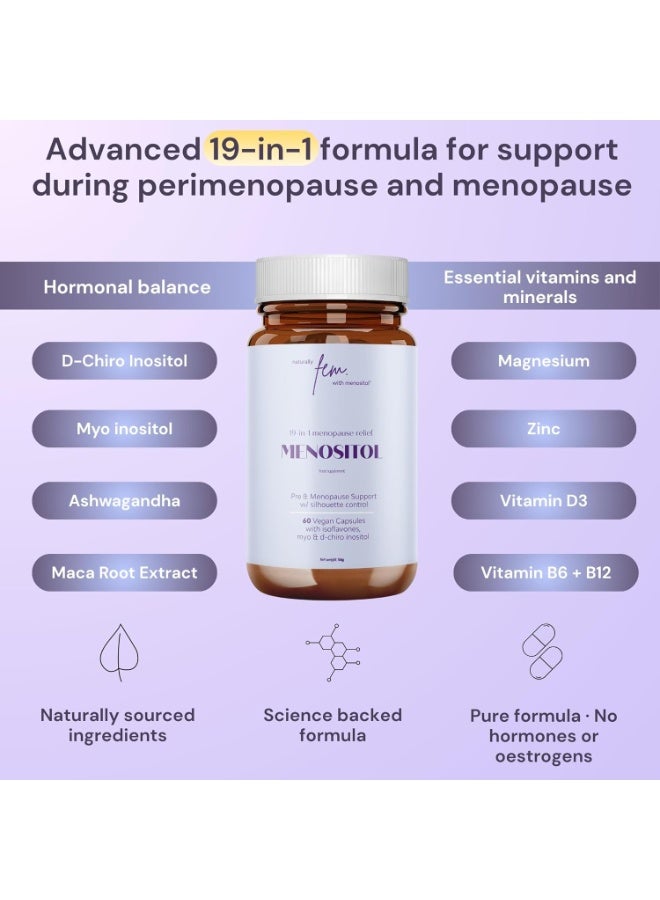 QSTA Menopause & Perimenopause Support for Women | Myo Inositol 4000mg + D Chiro Inositol | FEM Menositol 19-in-1 Supplement | Hot Flashes & Night Sweat Relief | High Strength Inositol PCOS | 60 Capsules - Image 3