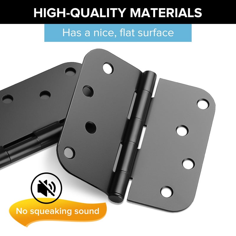 Donext مفصلات أبواب دونيكست شديدة التحمل، عبوة من 12 قطعة، مقاس 4 بوصات، دائرية، سوداء غير لامعة - مفصلات متينة بزوايا نصف قطرها 5/8 بوصة - Image 4