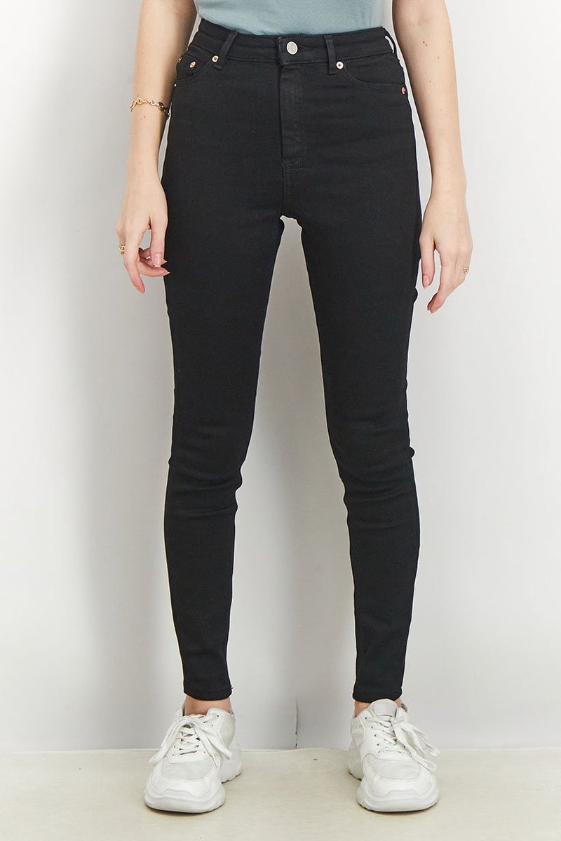 Asos Design Women Skinny Fit High Waist Solid Jeans, Black - Image 1