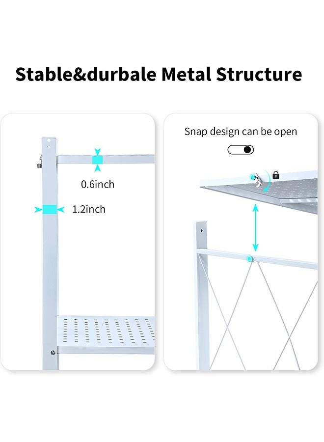 RollsTimi  White Collapsible Shelves Foldable Storage Shelves, 4 Tier Rolling Shelf with Wheels, No Assembly Shelving Unit, Plus Mobile Utility Cart for Kitchen, Office, Laundry, Garage - Image 4