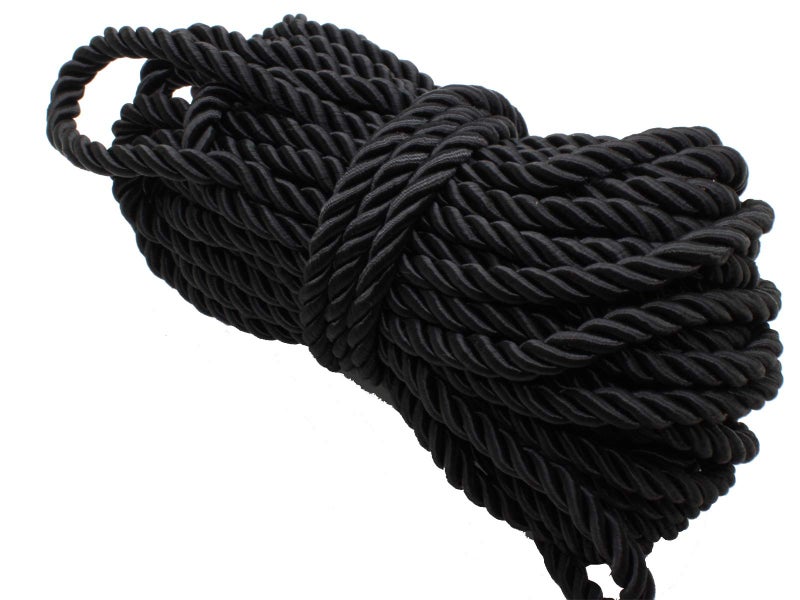 PAMIR TONG Black 5mm Twisted Satin Cord for Crafts 10 Yards Braided Decorative Cotton Cords Trims Polyester Twine Cord Thick Round Fabric Rope Thread for SewingDIY Projects Supplies