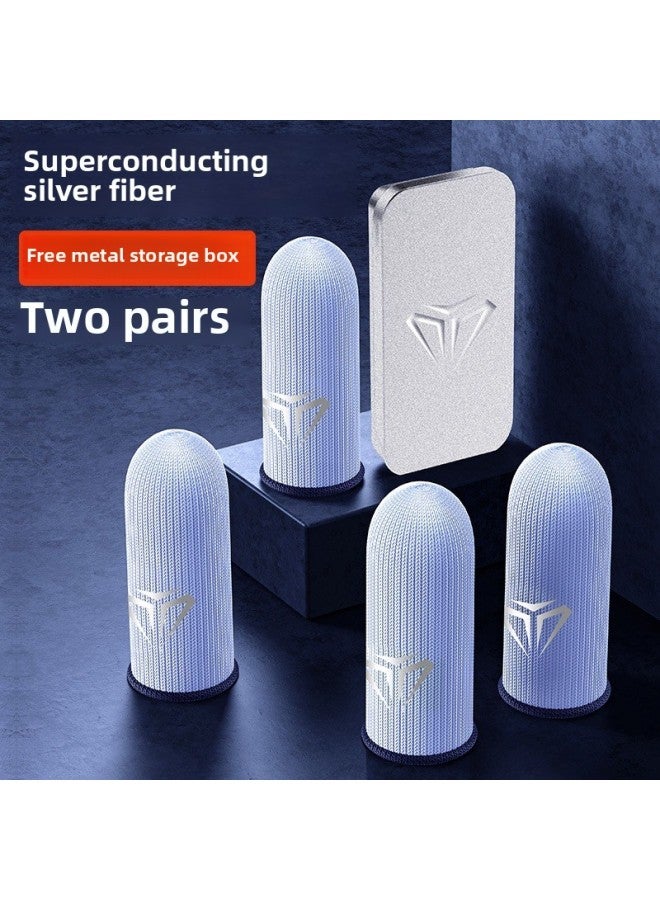 Sweat-proof Game Hand Tour Explosions Finger Cover King Eating Finger Cover Touch Screen Chicken Artifact Breathable Electric Competition Finger Cover-Product Color:❣❣2 Pairs [black Qingying Luxury S03 Glass Silver Finger Cots❣❣  - Image 1