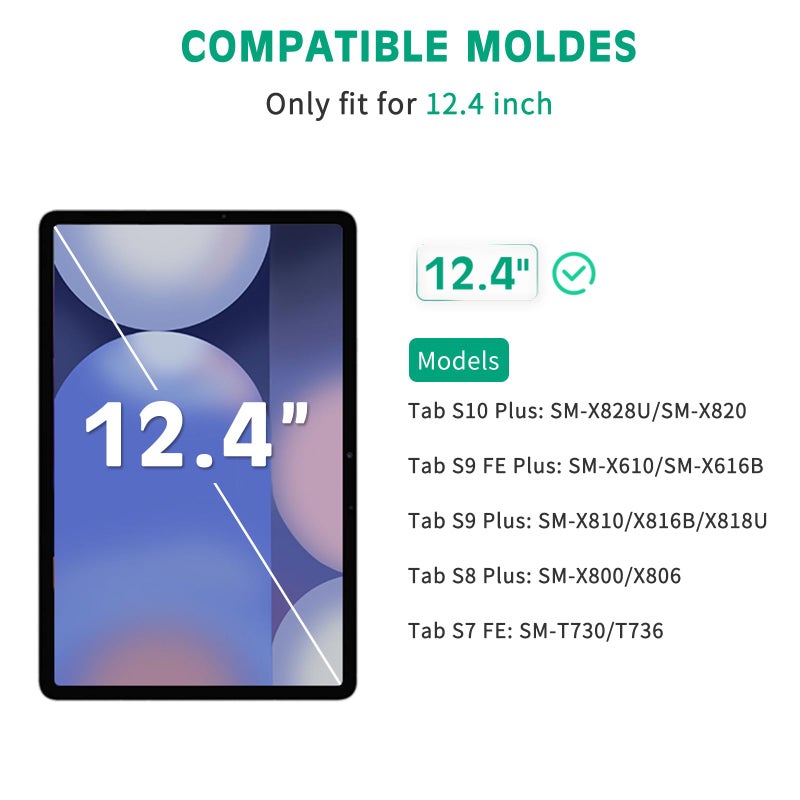 apiker [عبوة 2] واقي شاشة apiker لجهاز Samsung Galaxy Tab S10 Plus/S9 Plus/S9 FE Plus/S7 FE 5G/S8 Plus 12.4 بوصة، زجاج مقسى 9H لجهاز Galaxy Tab S10+/S9+/S9 FE+/S7 FE - Image 2
