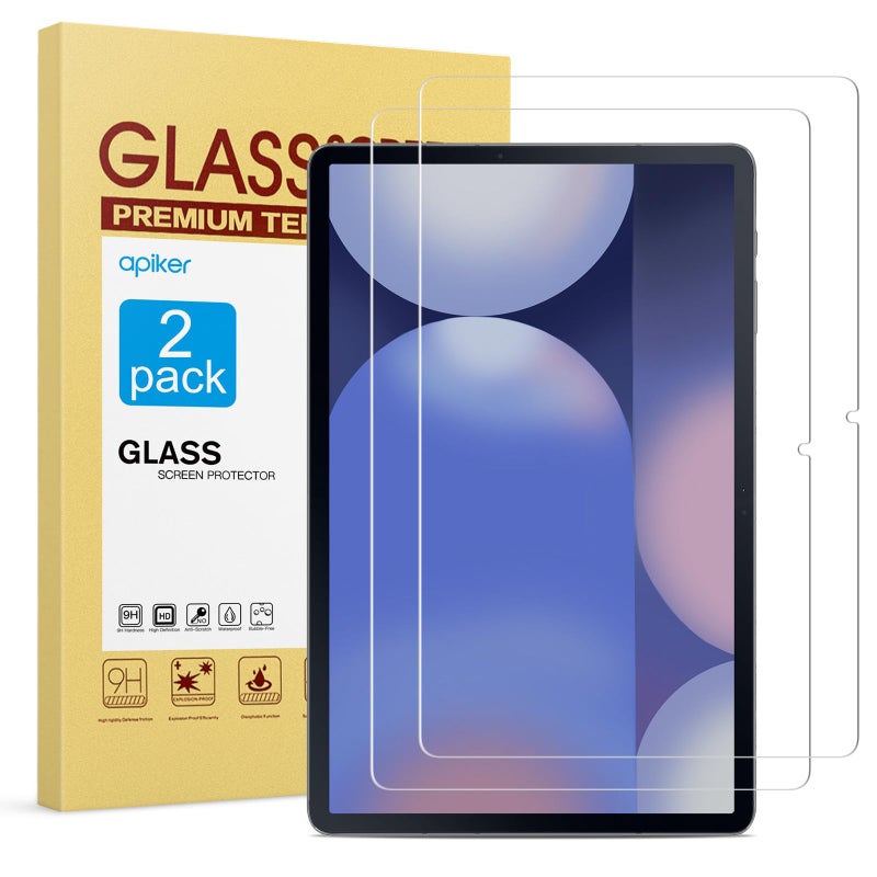 apiker [عبوة 2] واقي شاشة apiker لجهاز Samsung Galaxy Tab S10 Plus/S9 Plus/S9 FE Plus/S7 FE 5G/S8 Plus 12.4 بوصة، زجاج مقسى 9H لجهاز Galaxy Tab S10+/S9+/S9 FE+/S7 FE - Image 1