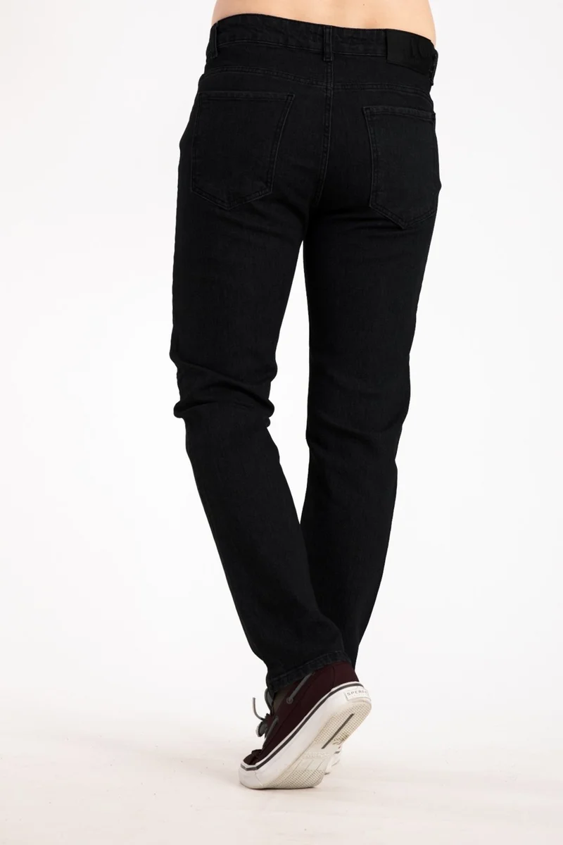 موتلو سيتي Men's Middle Age and Above Regular Fit Straight Leg Lycra Jeans 95505-BLACK