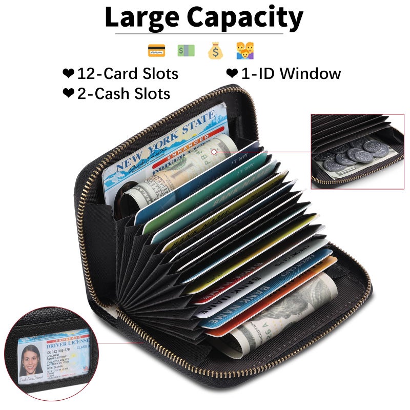 SENDEFN Leather Wallet Women RFID Blocking Small Compact Wallets Credit Card Holder with ID Window - Image 2