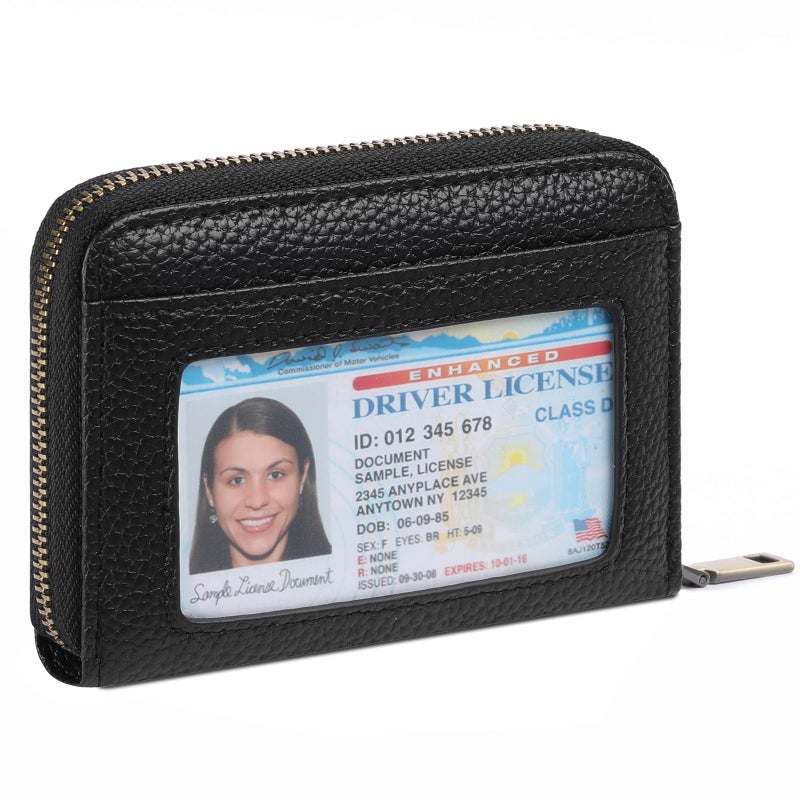 SENDEFN Leather Wallet Women RFID Blocking Small Compact Wallets Credit Card Holder with ID Window - Image 1