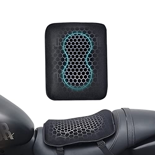 ELCYCO Motorcycle Gel Seat Cushion, Seat Cushion Available for Rear Passengers Honeycomb Structure Breathable Anti-Skid Shock Absorption Suitable for Long-Term Riding - Image 1
