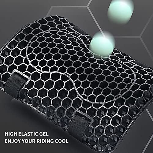 ELCYCO Motorcycle Gel Seat Cushion, Seat Cushion Available for Rear Passengers Honeycomb Structure Breathable Anti-Skid Shock Absorption Suitable for Long-Term Riding - Image 2