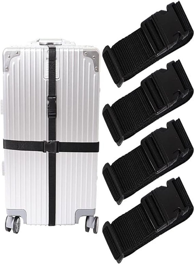 iCONY 4 Piece Luggage Strap with Quick Release Buckle, Adjustable Suitcase Straps and Heavy Duty Strap Buckle Packing Straps Travel Accessories, (1 inch, Black) - Image 1