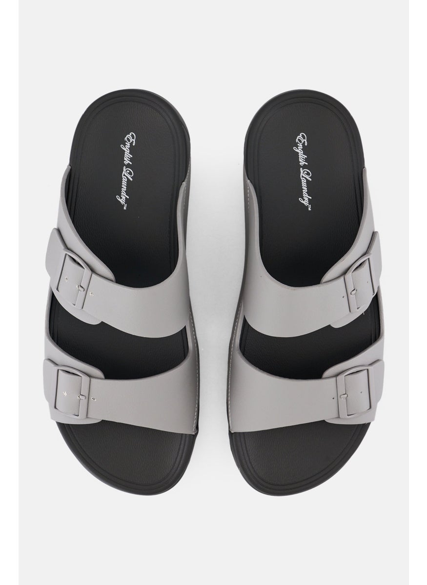 English Laundry Men 2 Strap Slip On Arabic Sandals, Light Grey  - Image 4