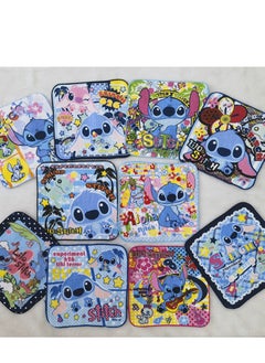 10 pieces of Stitch pattern cotton small square towel children's hands and mouth towels (single size: 20cmX20cm)