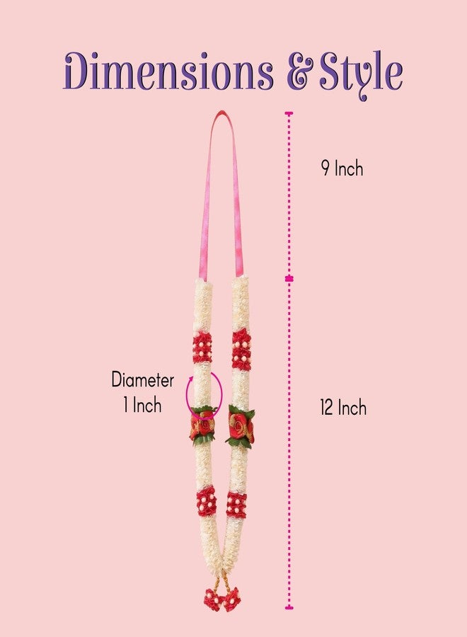 LOVENSPIRE 2 CT Indian Garland Haar Mala 12 Inch God Goddess Haar Mala Idol Pooja Item Garland for Photo Frame Idol God Shringar Mala Reusable Satin Mala Temple Decor (Pattern 3) - Image 5