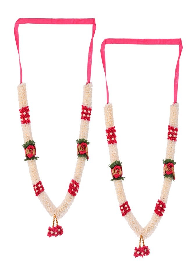 LOVENSPIRE 2 CT Indian Garland Haar Mala 12 Inch God Goddess Haar Mala Idol Pooja Item Garland for Photo Frame Idol God Shringar Mala Reusable Satin Mala Temple Decor (Pattern 3) - Image 1