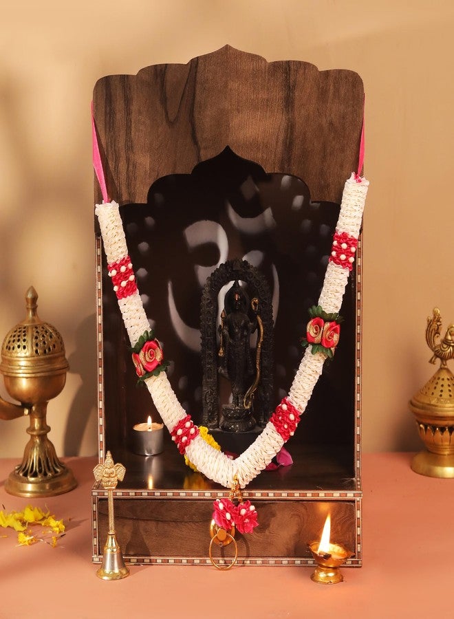 LOVENSPIRE 2 CT Indian Garland Haar Mala 12 Inch God Goddess Haar Mala Idol Pooja Item Garland for Photo Frame Idol God Shringar Mala Reusable Satin Mala Temple Decor (Pattern 3) - Image 3