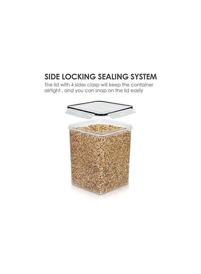 Green Tiger Large Food Storage Containers 5.2L / 176oz, 4 Pieces BPA Free Plastic Airtight Food Storage Canisters for Flour, Sugar, Baking Supplies, with 4 Measuring Cups and 24 Labels, Black - Image 3