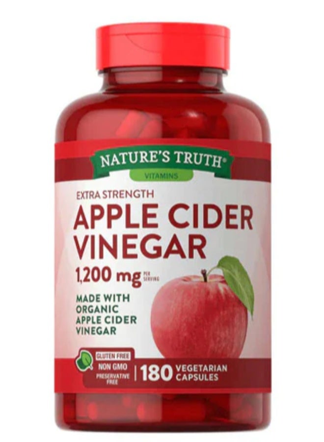 Nature's Truth خل التفاح العضوي فائق القوة سريع المفعول 1200 ملجم خالٍ من الجلوتين ومنتجات الألبان وغير معدّل وراثيًا ولا يحتوي على مواد حافظة - 180 كبسولة نباتية (عبوة واحدة - 180 كبسولة) - Image 4