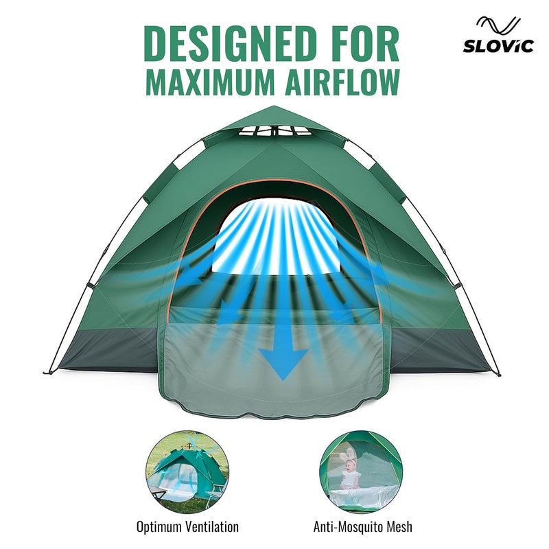 SLOVIC Portable Tent House for Camping | Ideal for 3 People | Water-Proof Tent House for Adults | Camping Accessories for Outdoor | Ideal for Picnic, Travel, Hiking, Outdoor | Green - Image 4