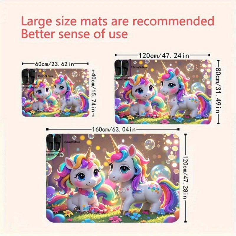 1pc Fashion Cartoon Unicorn Pattern Carpet 40cmx60cm Soft Comfortable Mat for Family Pet Pad Non Slip Bathroom Kitchen Floor Game Room Gym - Image 4