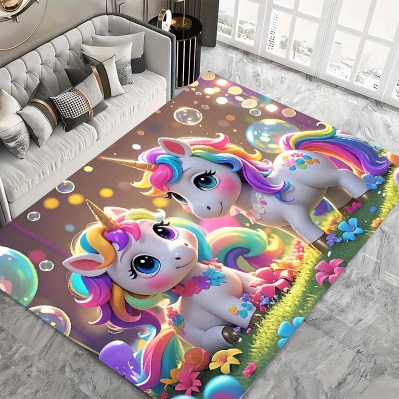 1pc Fashion Cartoon Unicorn Pattern Carpet 40cmx60cm Soft Comfortable Mat for Family Pet Pad Non Slip Bathroom Kitchen Floor Game Room Gym - Image 3
