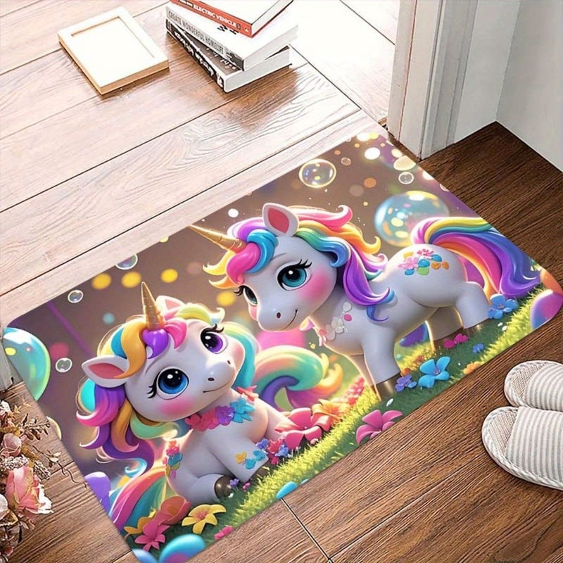 1pc Fashion Cartoon Unicorn Pattern Carpet 40cmx60cm Soft Comfortable Mat for Family Pet Pad Non Slip Bathroom Kitchen Floor Game Room Gym - Image 5