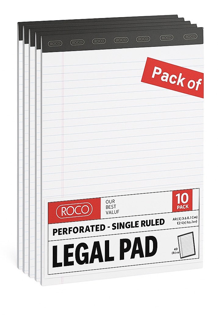 ROCO A4 Legal Pads – Pack of 10 – 40 Perforated Ruled Sheets per Pad – Premium Writing Notepads for Office, School & Home - Image 2