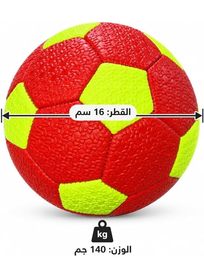First Choice كرة قدم للأطفال، كرة تدريب خفيفة الوزن بقطر 16 سم وملمس محبب لسهولة الإمساك، آمنة للعب في الأماكن المغلقة والمفتوحة - أحمر وأصفر - Image 4