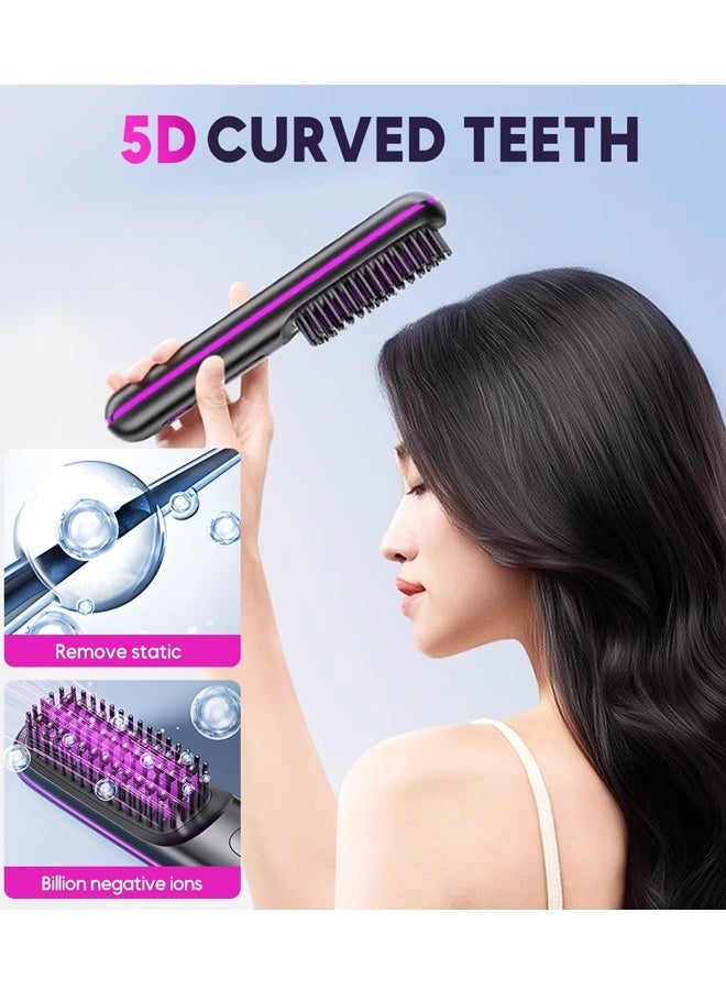 Portable Straightener Brush, LED Display Rechargeable Cordless Straightening Irons Comb for Women Short Long Hair（White） - Image 4