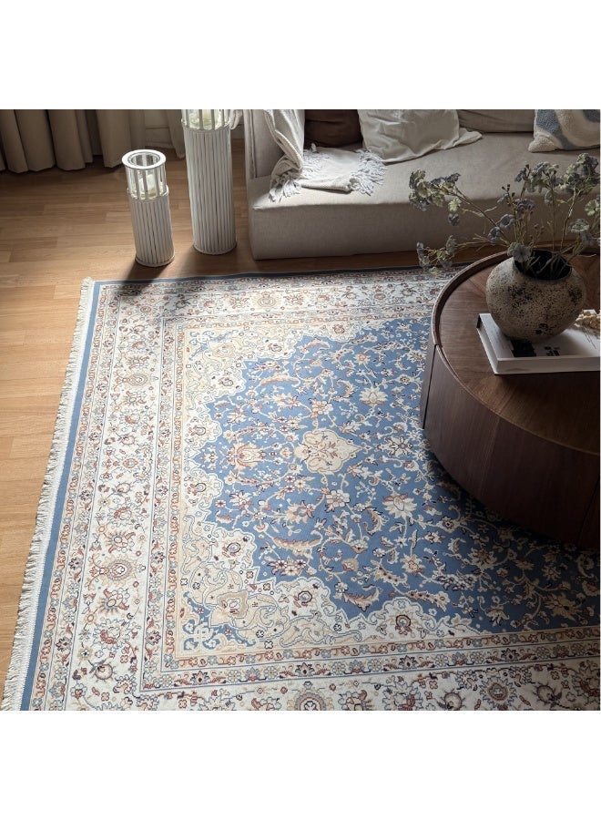 Alkaffary Bashayer Area Rug, Living Room & Majlis Rug, Luxury Heritage Arabic Design High-Quality Materials,100X200 cm,Blue - Image 5