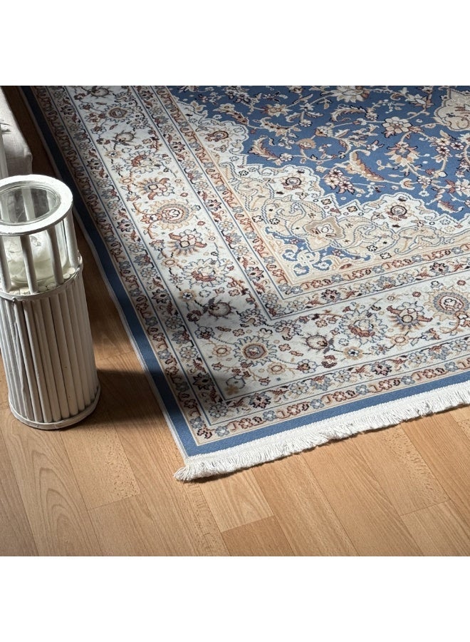 Alkaffary Bashayer Area Rug, Living Room & Majlis Rug, Luxury Heritage Arabic Design High-Quality Materials,100X200 cm,Blue - Image 3