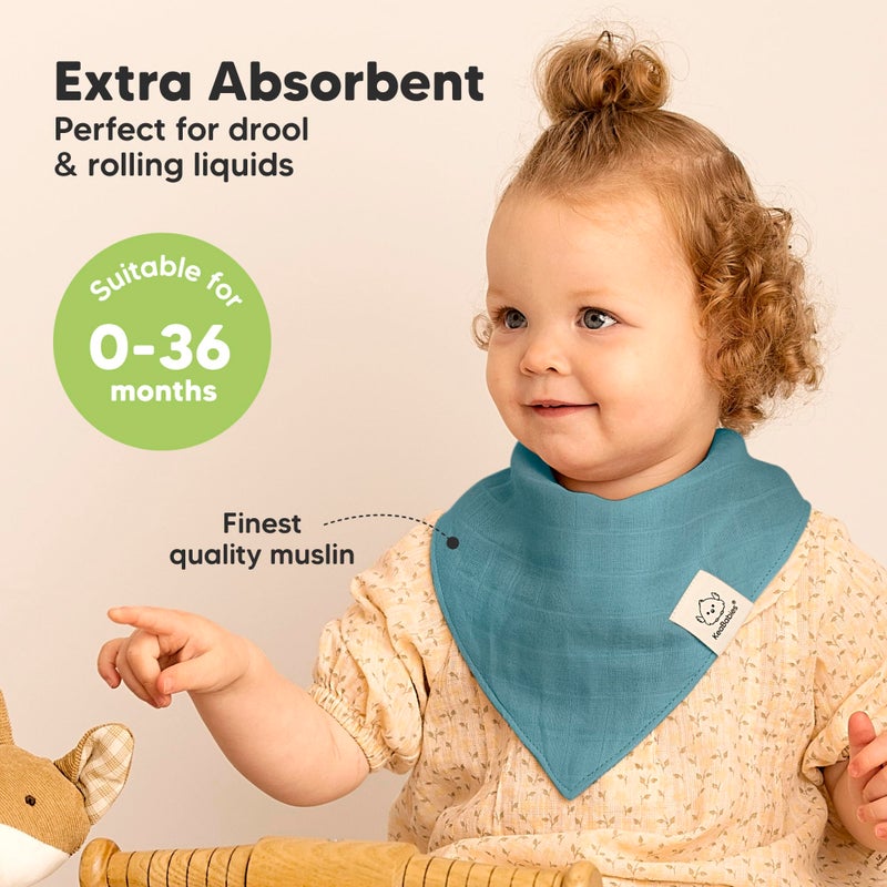 KeaBabies 8-Pack Muslin Baby Bibs for Boys, Girls - Muslin Bandana Drool Bibs for Baby Girl & Boy, Drooling Newborn, Teething Toddler, Infant 0-36 Months, 100% Cotton Extra Absorbent & Soft (Nimbus) - Image 2