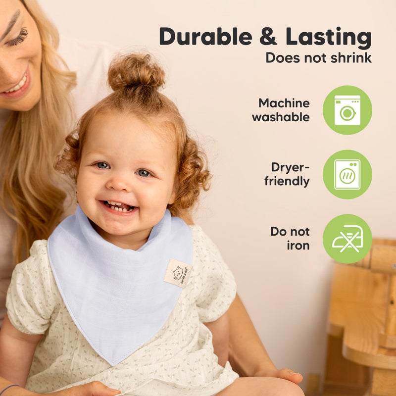 KeaBabies 8-Pack Muslin Baby Bibs for Boys, Girls - Muslin Bandana Drool Bibs for Baby Girl & Boy, Drooling Newborn, Teething Toddler, Infant 0-36 Months, 100% Cotton Extra Absorbent & Soft (Nimbus) - Image 5