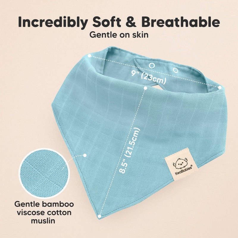 KeaBabies 8-Pack Muslin Baby Bibs for Boys, Girls - Muslin Bandana Drool Bibs for Baby Girl & Boy, Drooling Newborn, Teething Toddler, Infant 0-36 Months, 100% Cotton Extra Absorbent & Soft (Nimbus) - Image 3