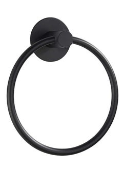 Oasisgalore Towel Holder No Drill, Adhesive Towel Ring, Stainless Steel Adhesive Hand Towel Hanger, Matte Black  - Image 1