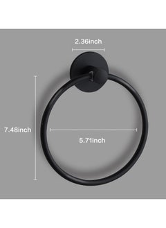 Oasisgalore Towel Holder No Drill, Adhesive Towel Ring, Stainless Steel Adhesive Hand Towel Hanger, Matte Black  - Image 2
