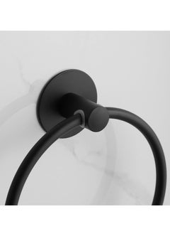 Oasisgalore Towel Holder No Drill, Adhesive Towel Ring, Stainless Steel Adhesive Hand Towel Hanger, Matte Black  - Image 3
