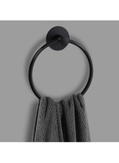 Oasisgalore Towel Holder No Drill, Adhesive Towel Ring, Stainless Steel Adhesive Hand Towel Hanger, Matte Black  - Image 4