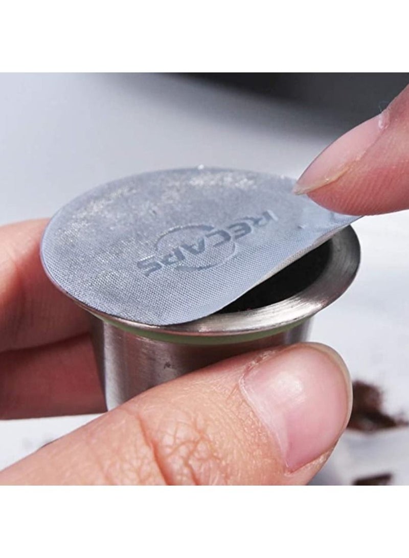 ريكابس كبسولات قهوة نيسبريسو ماركة ريكابس معدنية قابلة لإعادة الملء  (3 كبسولات حجم أصلي + 120 غطاء) - Image 4