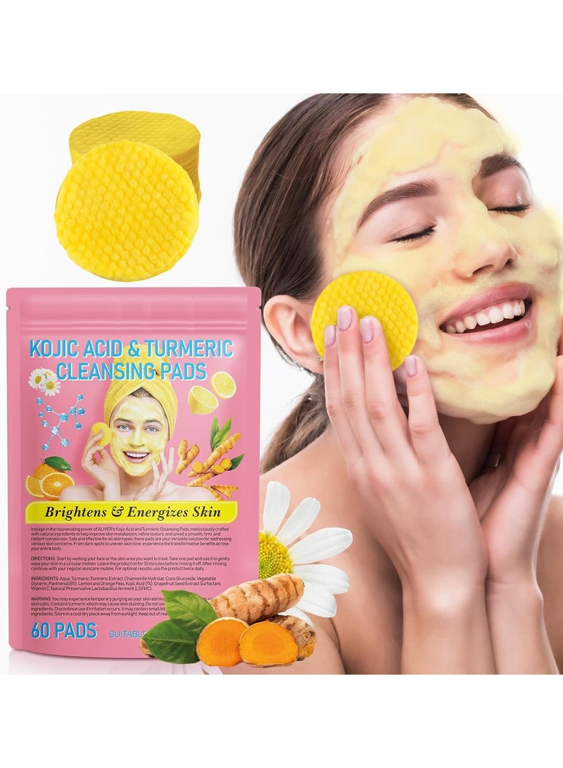 DubaiGallery Turmeric Kojic Acid Pads, Turmeric Kojic Acid Cleansing Pads, Exfoliating Face and Body Pads - Image 1