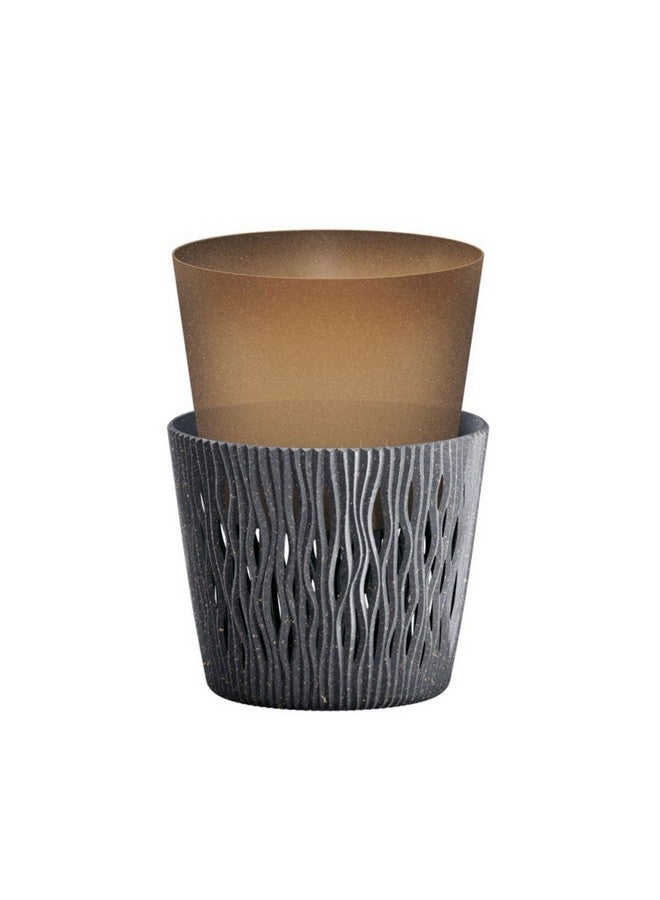 بروسبير بلاست ساندي إيكو وود وعاء زهور متين باللونين الأنثراسيتي والبني، بسعة 5 لتر DSR220W-S433W - Image 2