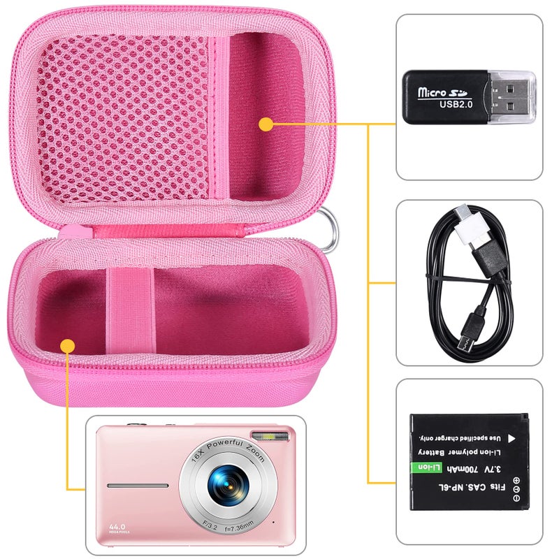 co2CREA Hard Case Compatible with CAMKORY/Lecran/KODAK PIXPRO/VAHOIALD/AiTechny Digital Camera Video Camera, Pink - Image 3