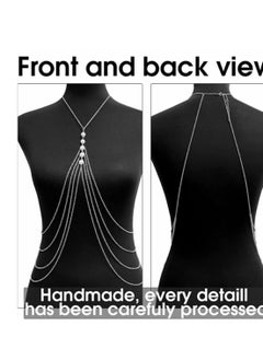 RA accessories Women's Unique  Body Chain Silvery With Off-White Pearls -Belly Chain  - Image 3