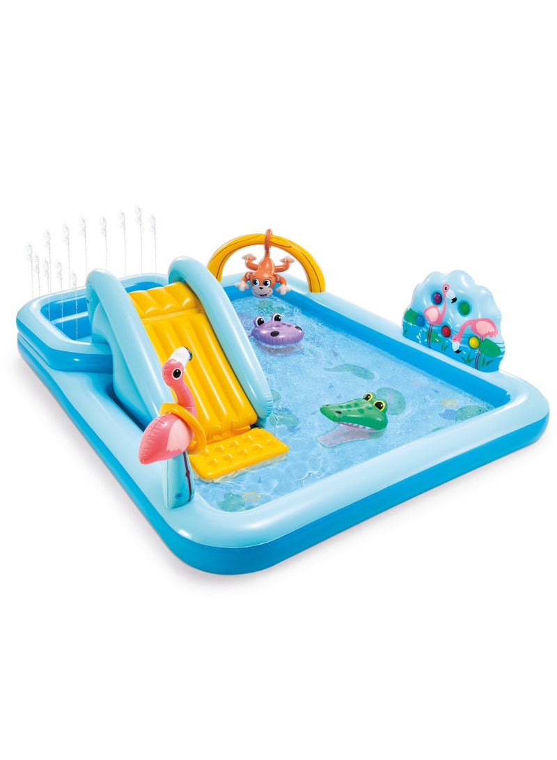 INTEX Unique flamingo Inflatable Swimming Pool With Slide,Animal Cartoon Water Slide Play Center,Kid Portable Inflatable Spray Water Pool,Security Lightweight Funny 244×198×71CM - Image 1