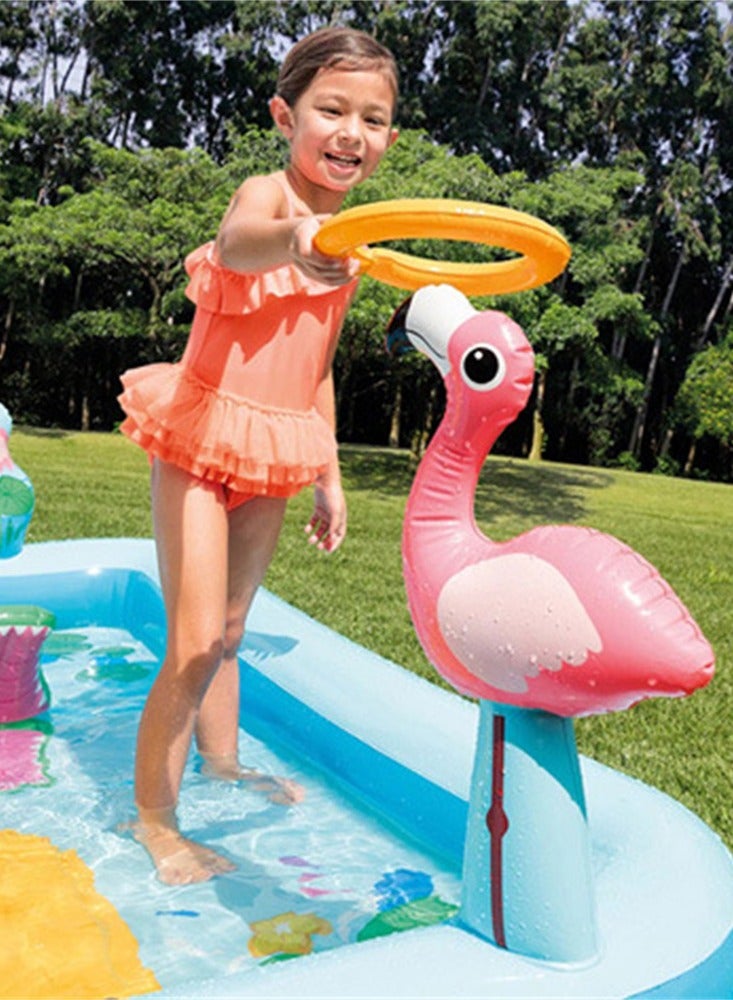 INTEX Unique flamingo Inflatable Swimming Pool With Slide,Animal Cartoon Water Slide Play Center,Kid Portable Inflatable Spray Water Pool,Security Lightweight Funny 244×198×71CM - Image 2
