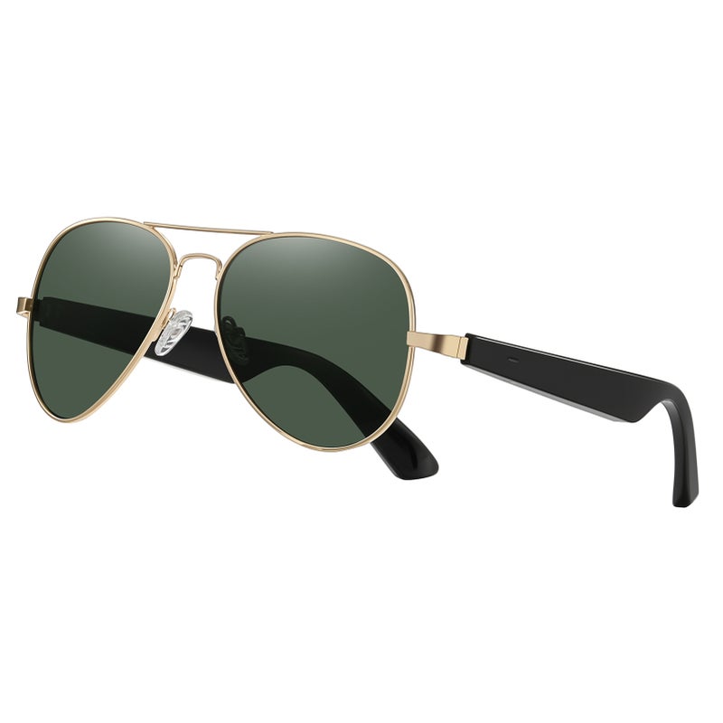 Bluetooth Sunglasses: Gold Open-Ear Audio Glasses - BT 5.4 Connectivity, All-Day Comfort, Smart Touch Controls for Driving, Workouts, Daily Commutes - Image 1