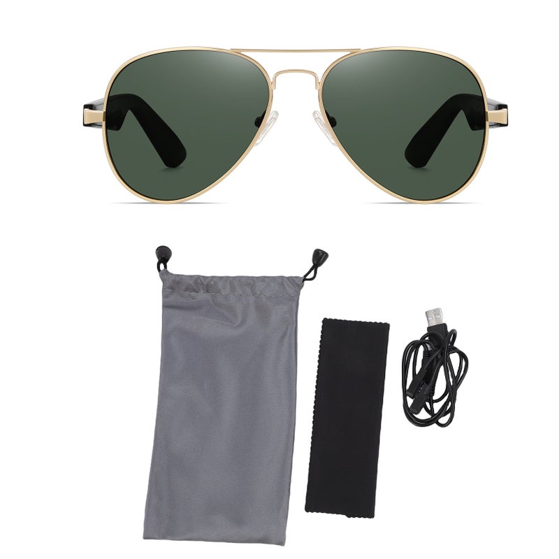 Bluetooth Sunglasses: Gold Open-Ear Audio Glasses - BT 5.4 Connectivity, All-Day Comfort, Smart Touch Controls for Driving, Workouts, Daily Commutes - Image 2