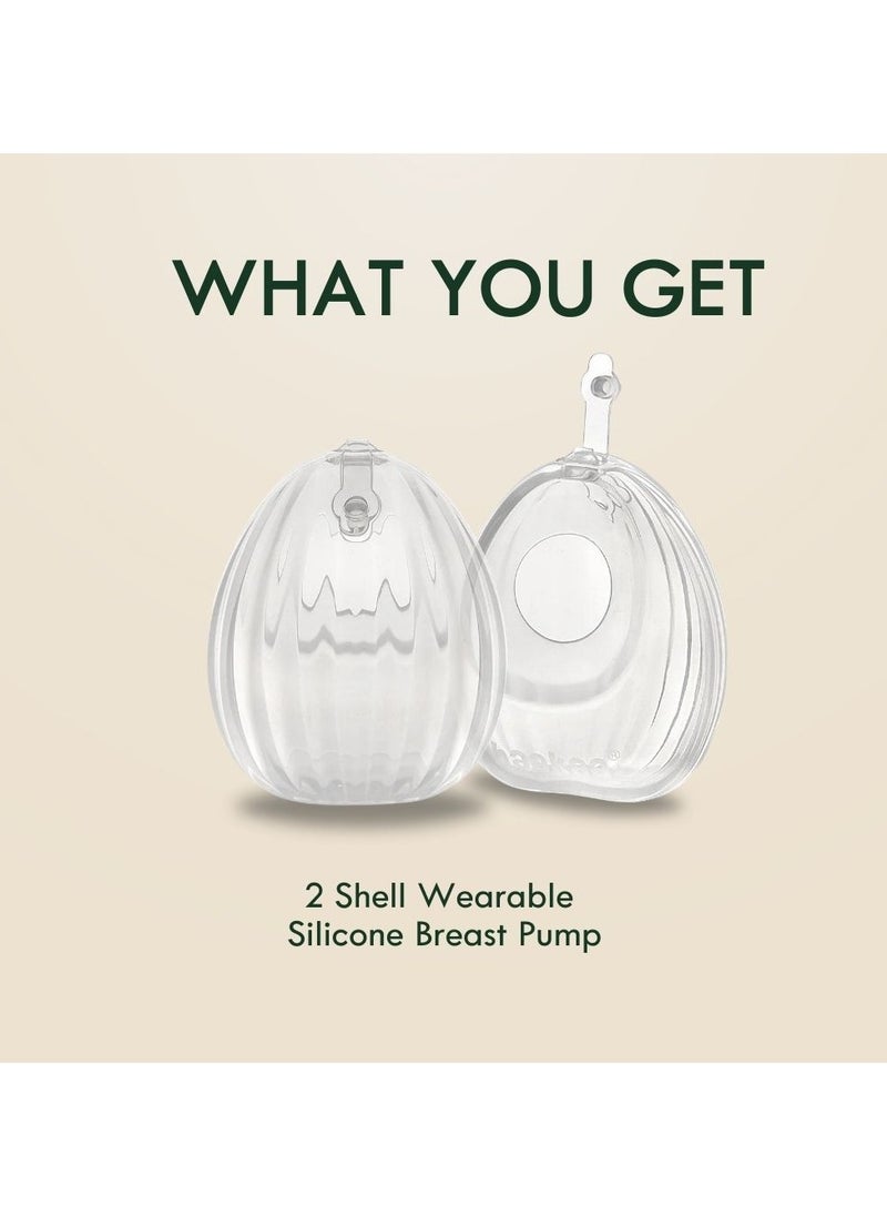 haakaa Haakaa Shell Wearable Hands-Free Manual Breast Pump - 4 oz (120ml) | Leak-Proof, Portable, & Discreet Milk Collector | Medical-Grade Silicone for Easy Breastfeeding (120ml - 2PK)  - Image 2