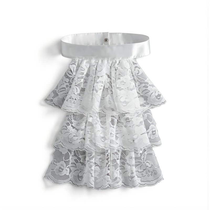 No Itch Lace Collar Cuff Set Hypoallergenic Soft For Sensitive Skin White 3 Layer Ruffle Jabot - Image 3
