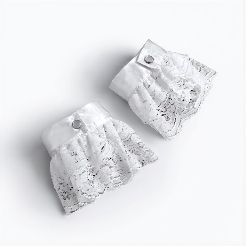 No Itch Lace Collar Cuff Set Hypoallergenic Soft For Sensitive Skin White 3 Layer Ruffle Jabot - Image 2